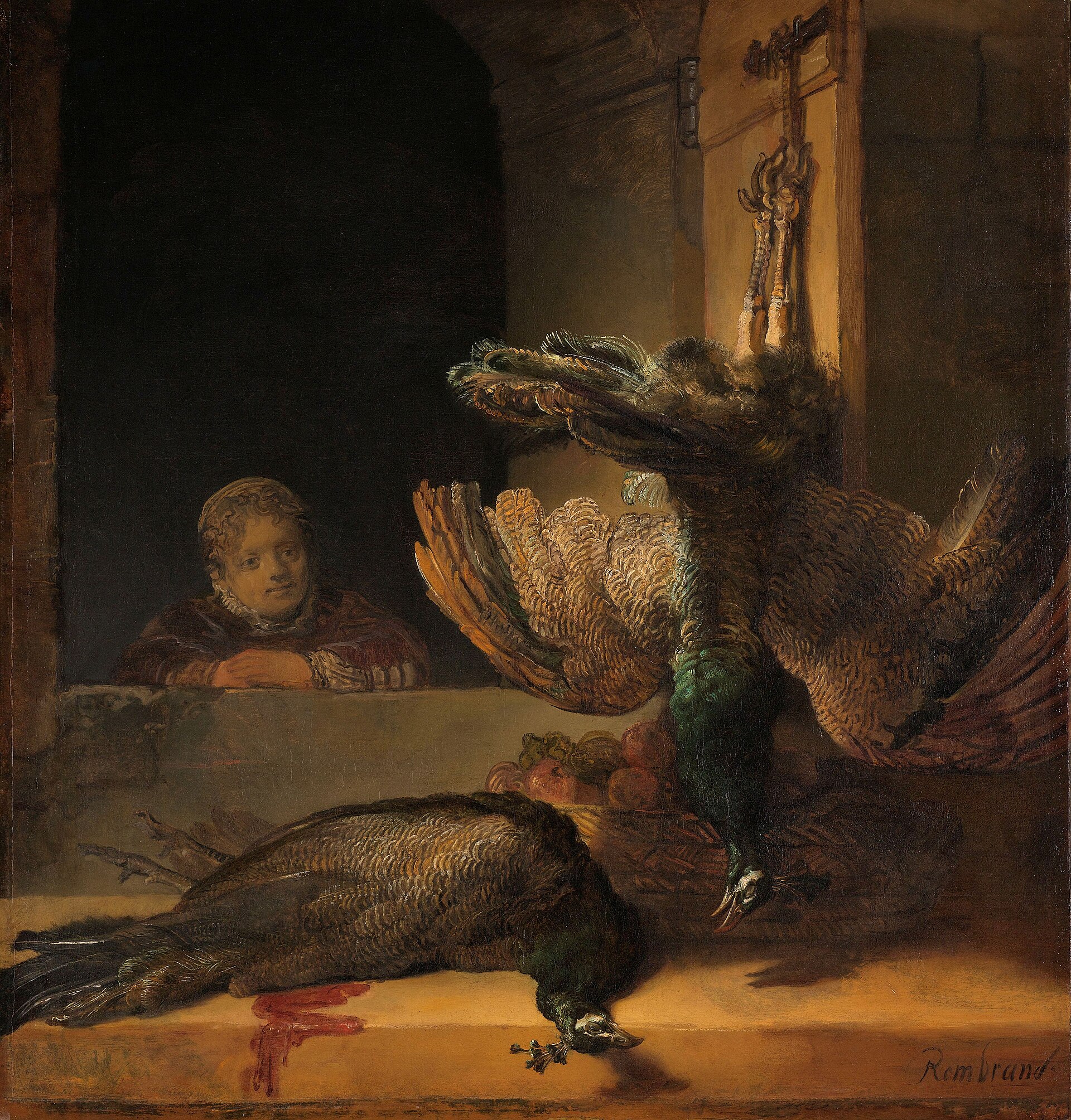 Imagem de referência de Natureza Morta com Pavões, descrito nos dados abertos como pintura de Rembrandt