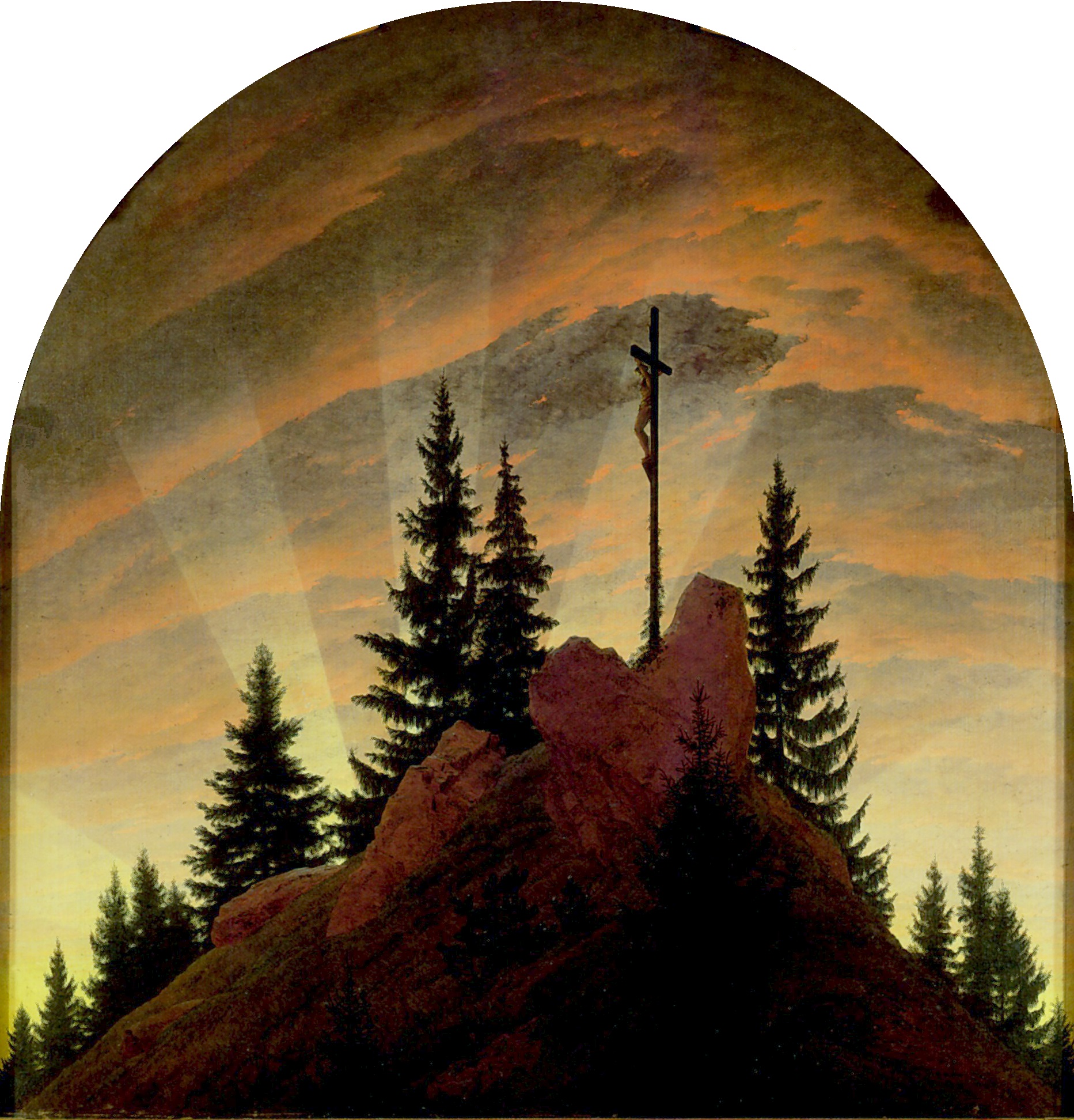 Imagem de referência de Cruz nas Montanhas, descrito nos dados abertos como pintura de Caspar David Friedrich