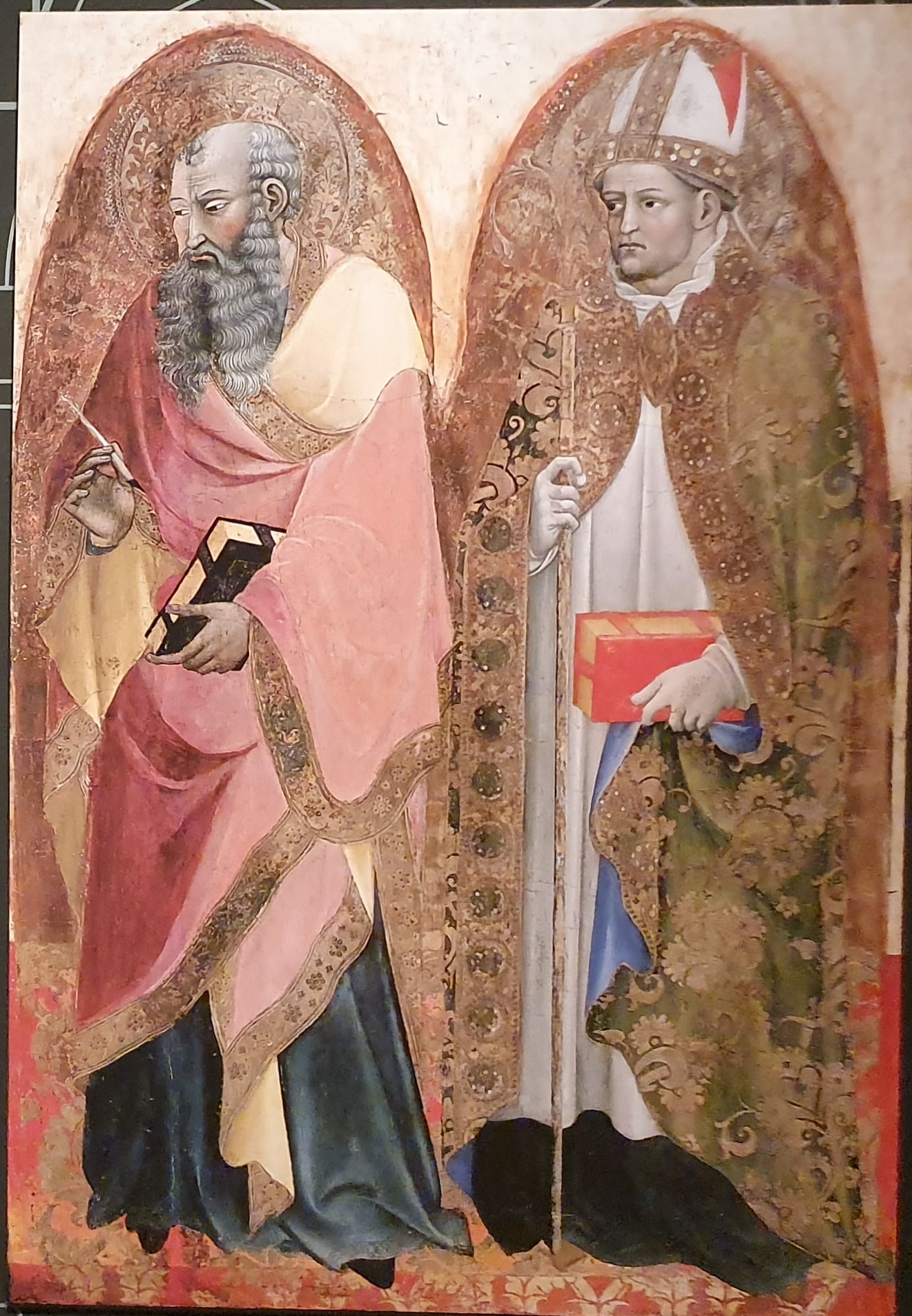 Imagem de referência de São João Baptista e Santo Agostinho, descrito nos dados abertos como painel do Poliptico Sant´Agostino a Nicosia, de Alvaro Pirez d'Évora