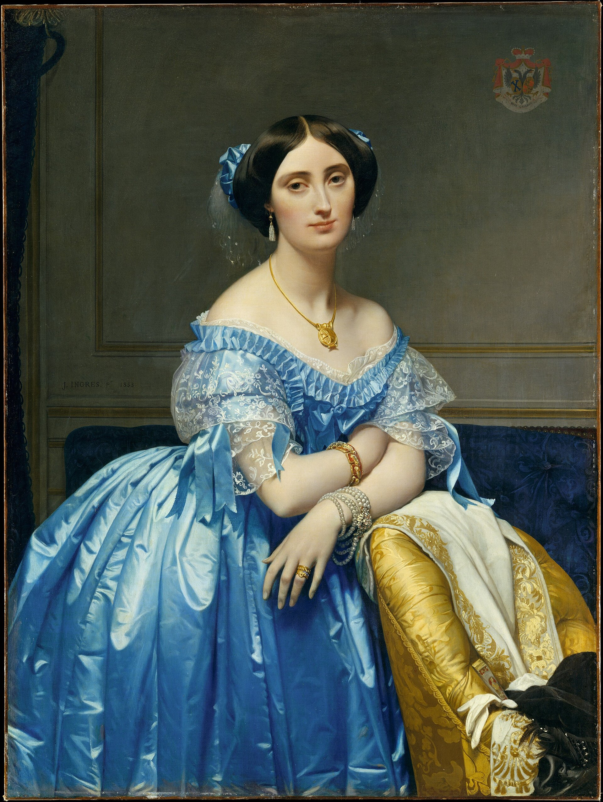 Imagem de referência de Éléonore-Marie-Pauline de Galard de Brassac de Béarn (1825–1860), Princesa de Broglie, descrito nos dados abertos como pintura de Jean-Auguste Dominique Ingres