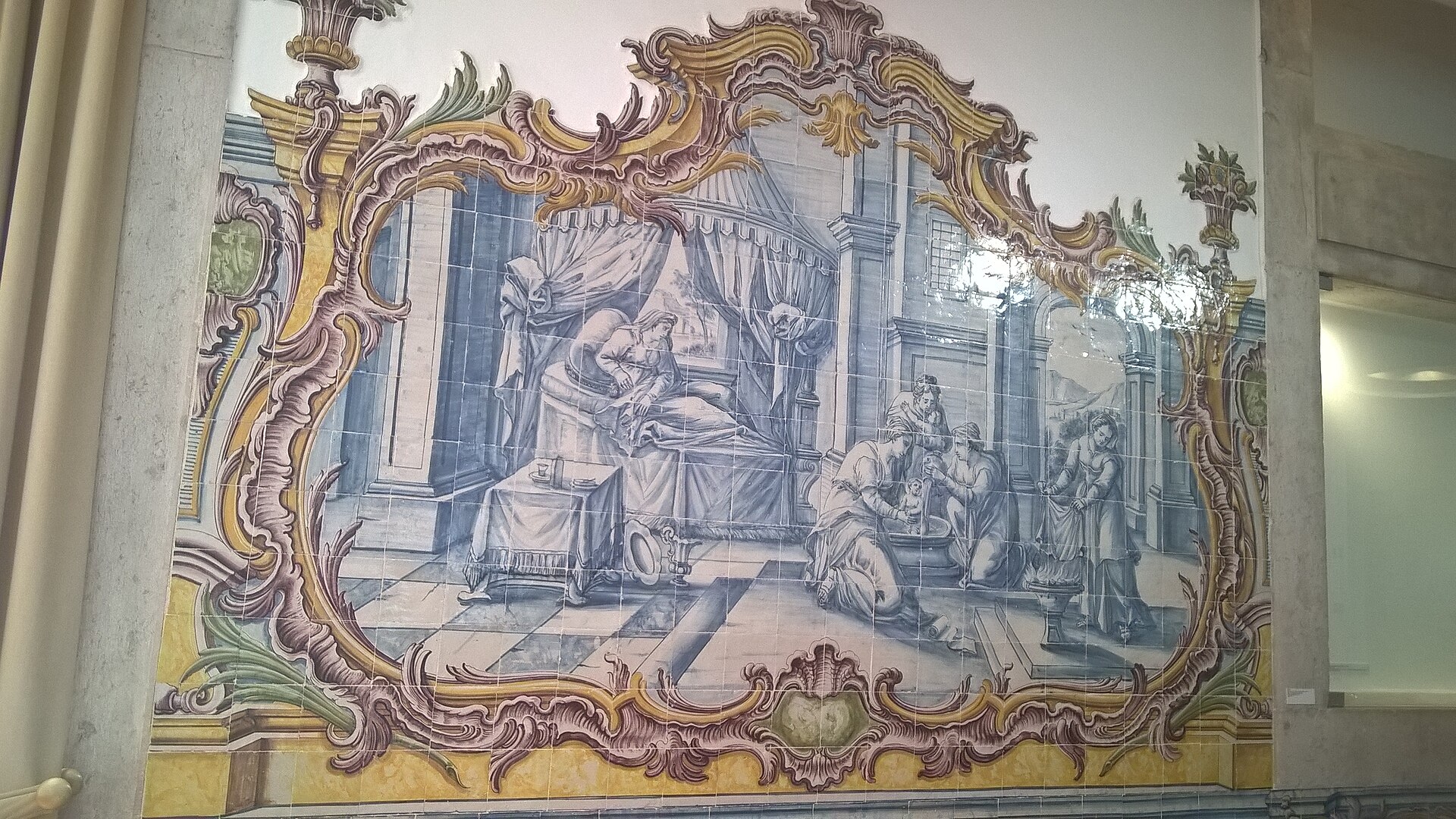 Imagem de referência relacionada a Histórias da vida de S. Bento, item descrito como conjunto de 11 painéis de azulejos