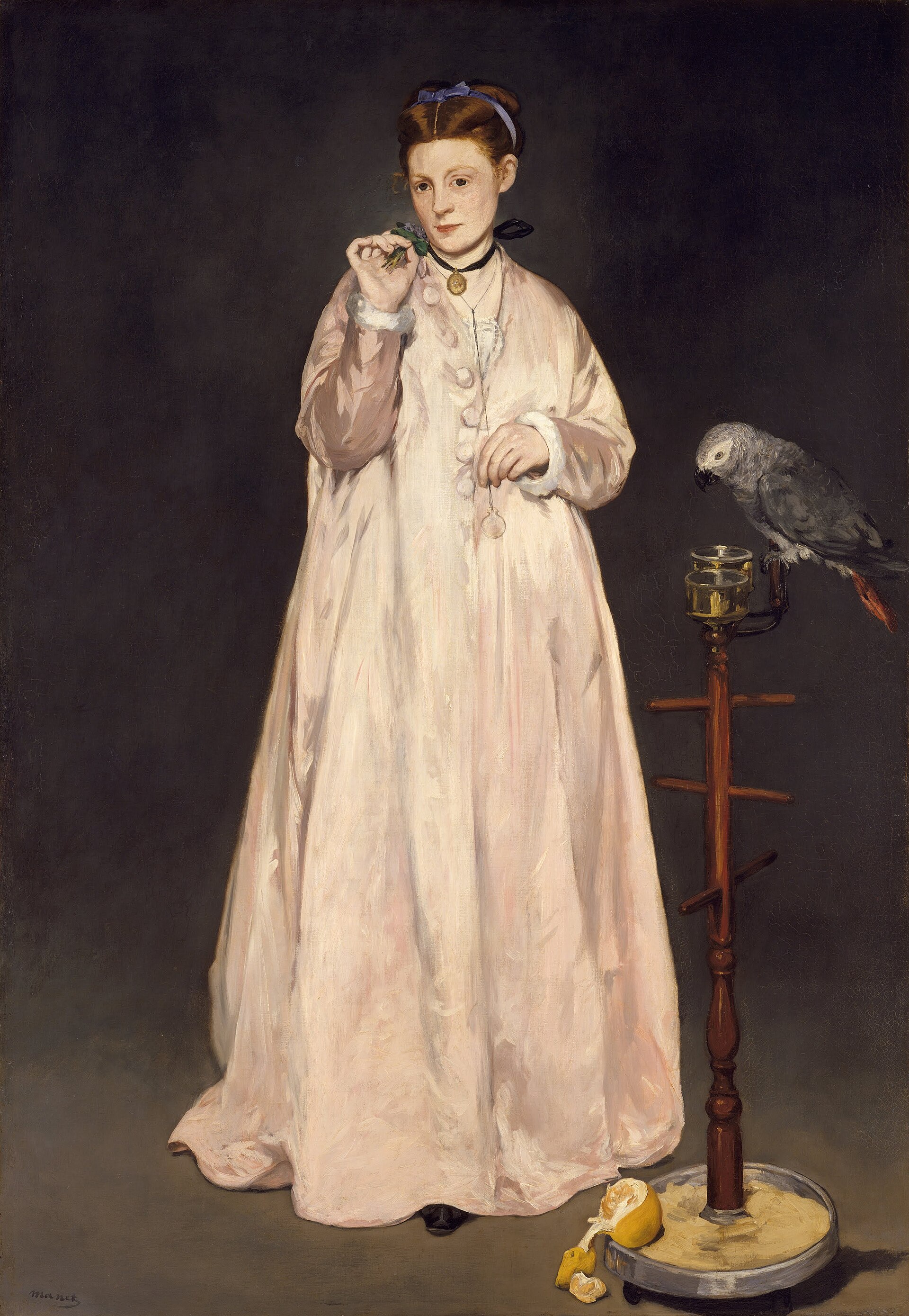 Imagem de referência de Mulher com papagaio, descrito nos dados abertos como pintura de Édouard Manet