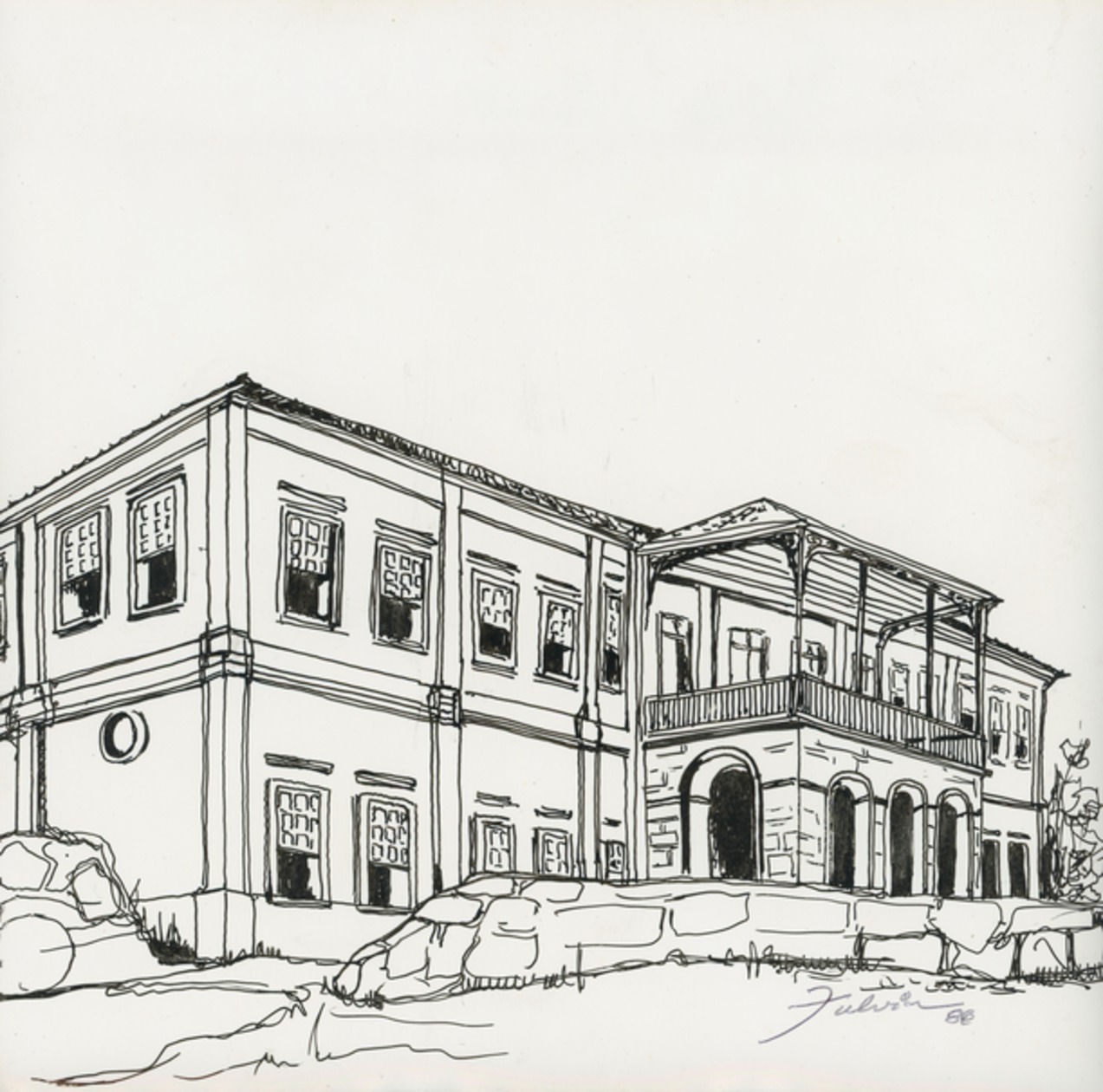 Imagem de referência de Sede da Fazenda Quilombo, descrito nos dados abertos como desenho de Fúlvia Gonçalves (FG 169)