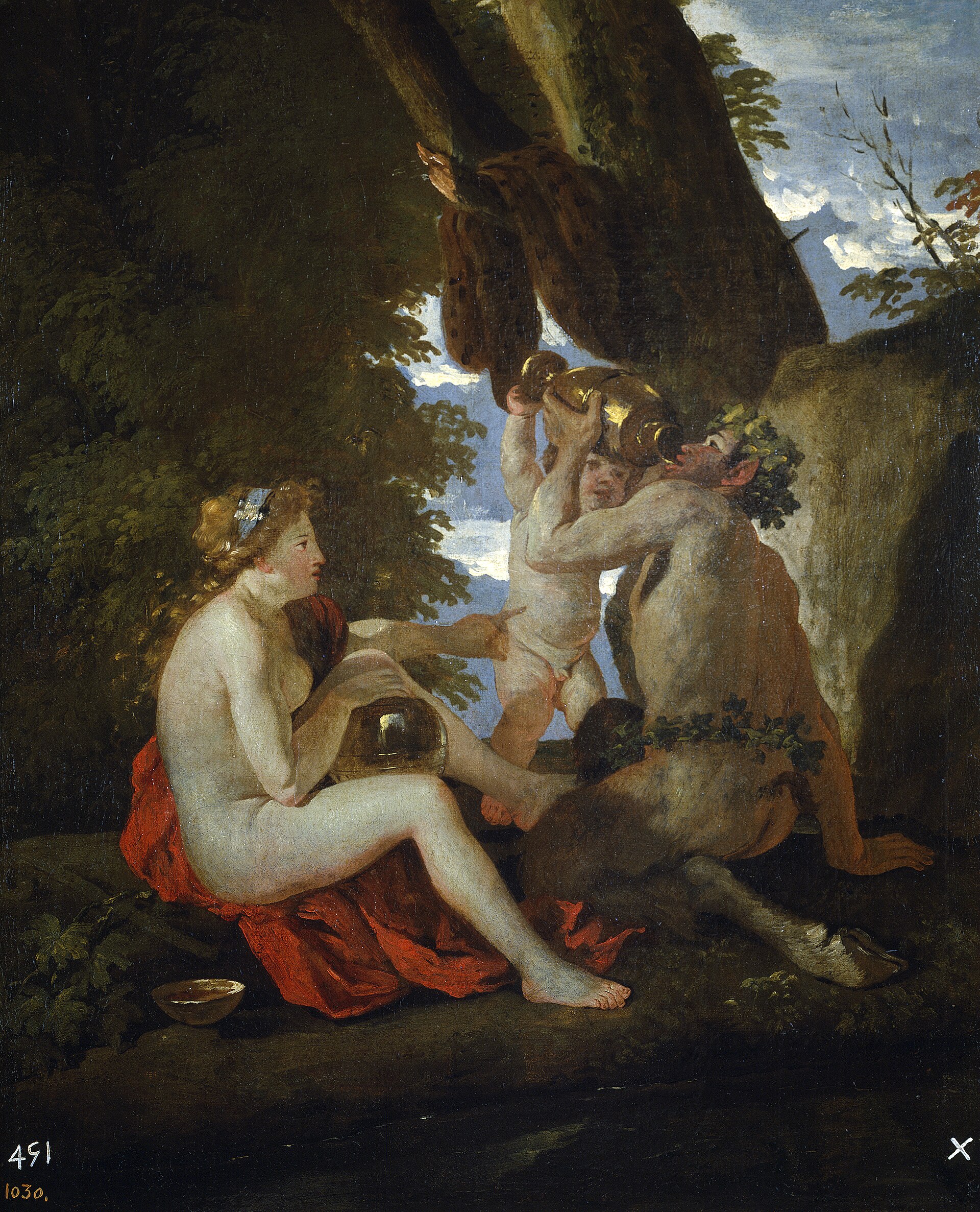 Imagem de referência de Cena báquica, descrito nos dados abertos como pintura de Nicolas Poussin