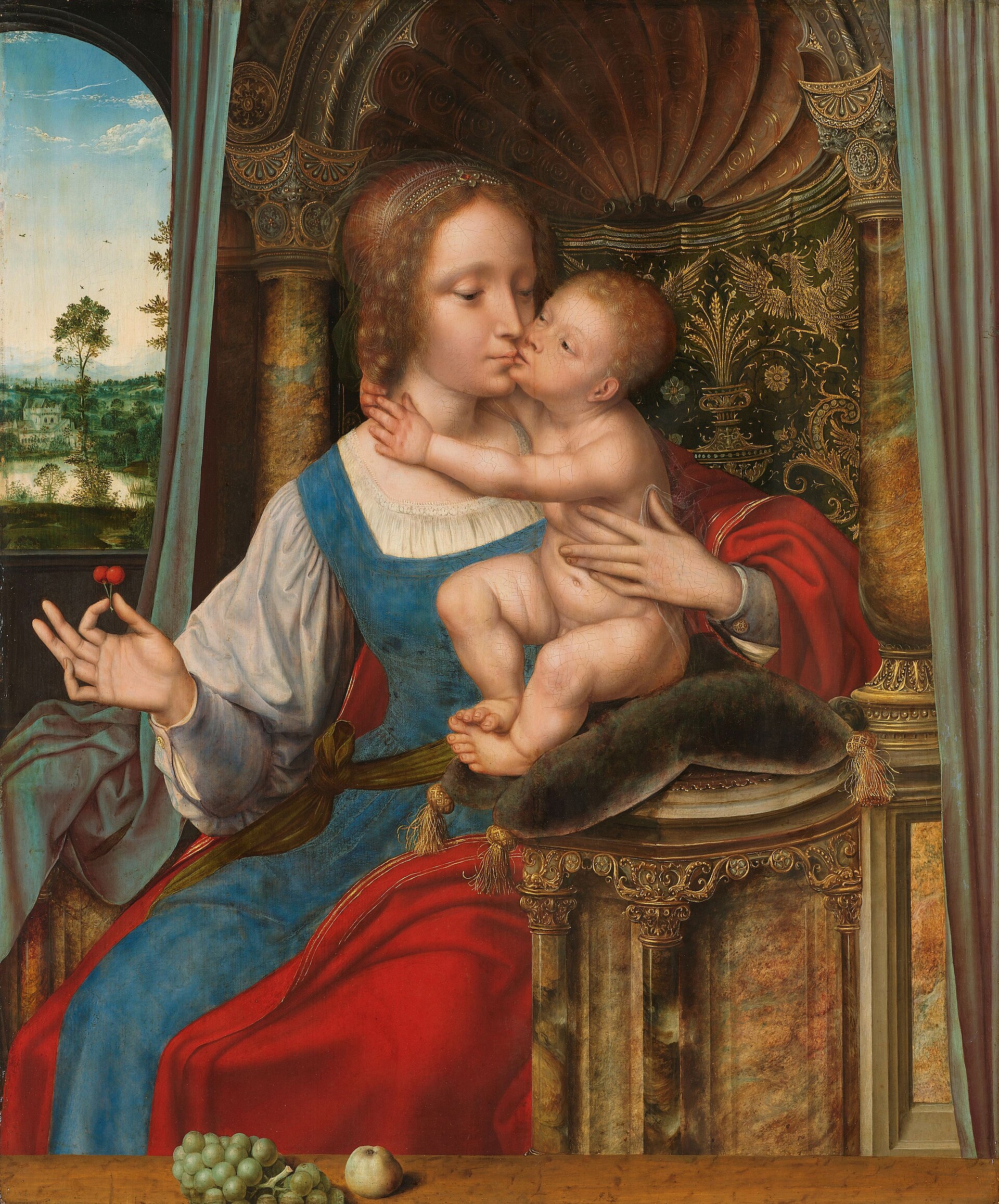 Imagem de referência de A Virgem com o Menino., descrito nos dados abertos como pintura de Quentin Matsys