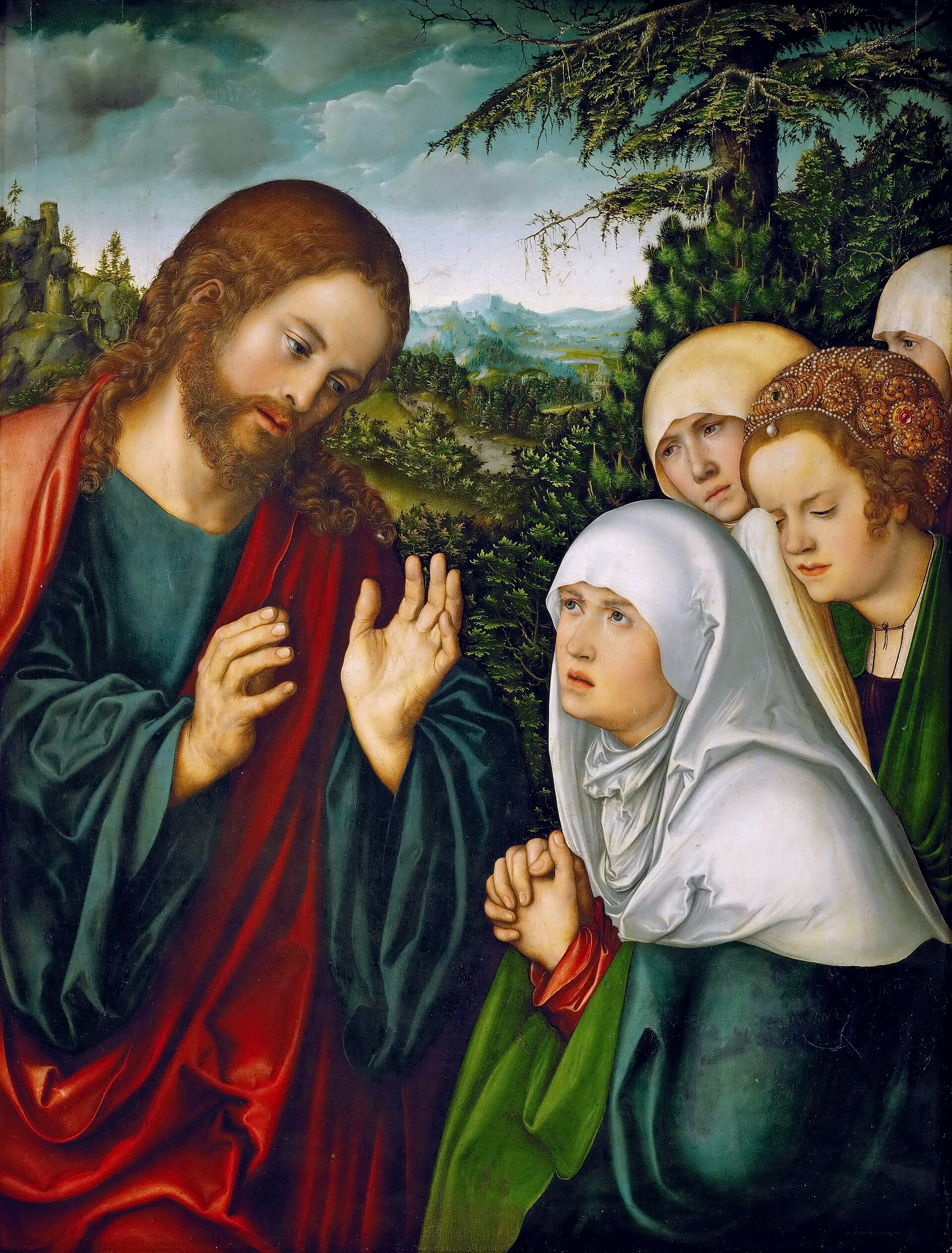 Imagem de referência de Jesus se despedindo de sua mãe, descrito nos dados abertos como pintura de Lucas Cranach, o Velho