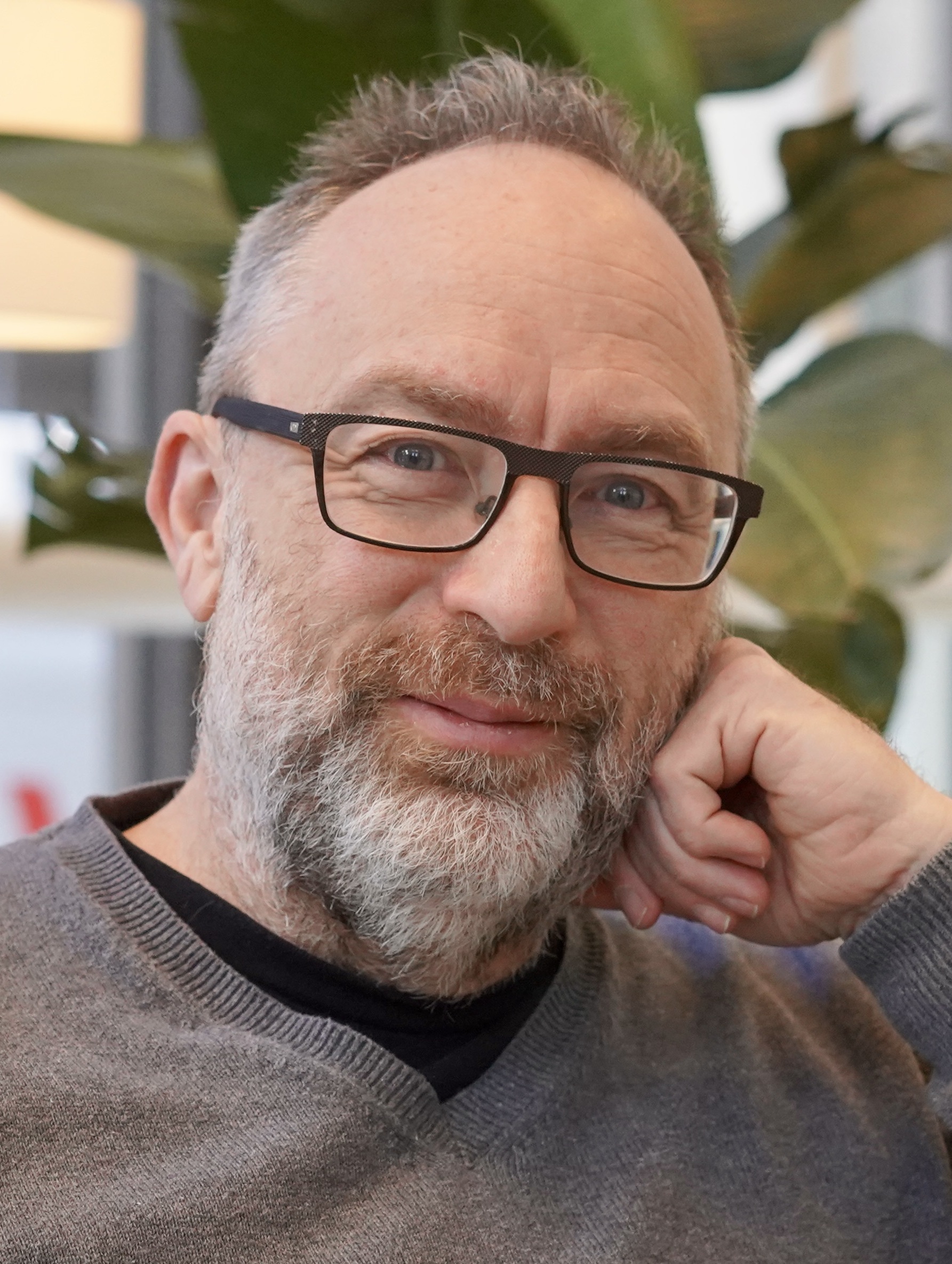 Imagem de referência relacionada a Jimmy Wales, item descrito como cofundador estadunidense da Wikipédia