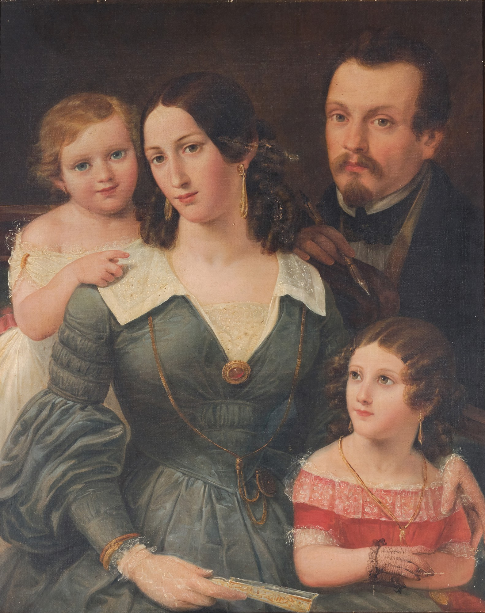 Imagem de referência de Retrato do arquitecto Giuseppe Cinatti com a família, descrito nos dados abertos como pintura de António Manuel da Fonseca