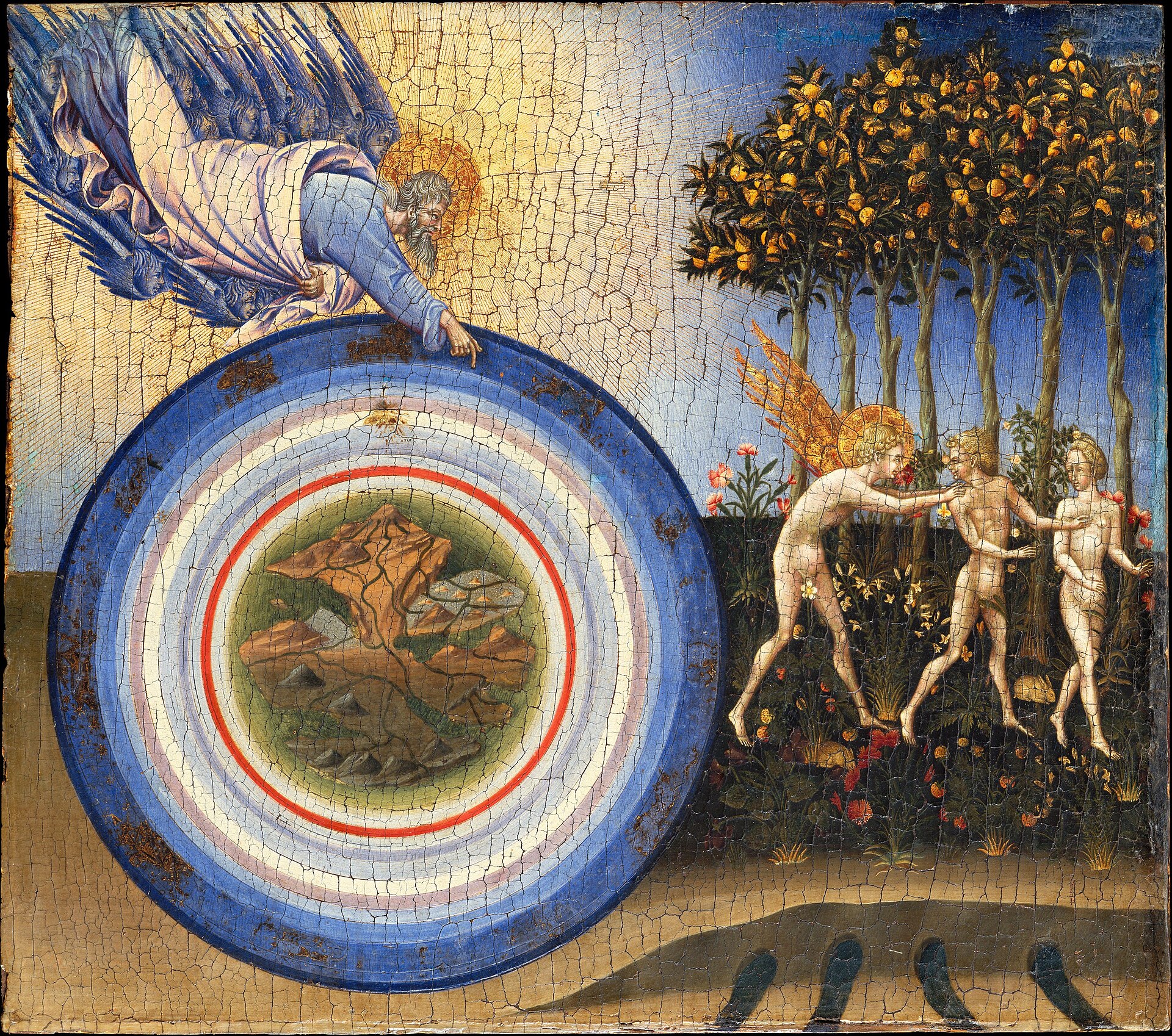 Imagem de referência de A criação do mundo e a expulsão do paraíso, descrito nos dados abertos como pintura de Giovanni di Paolo