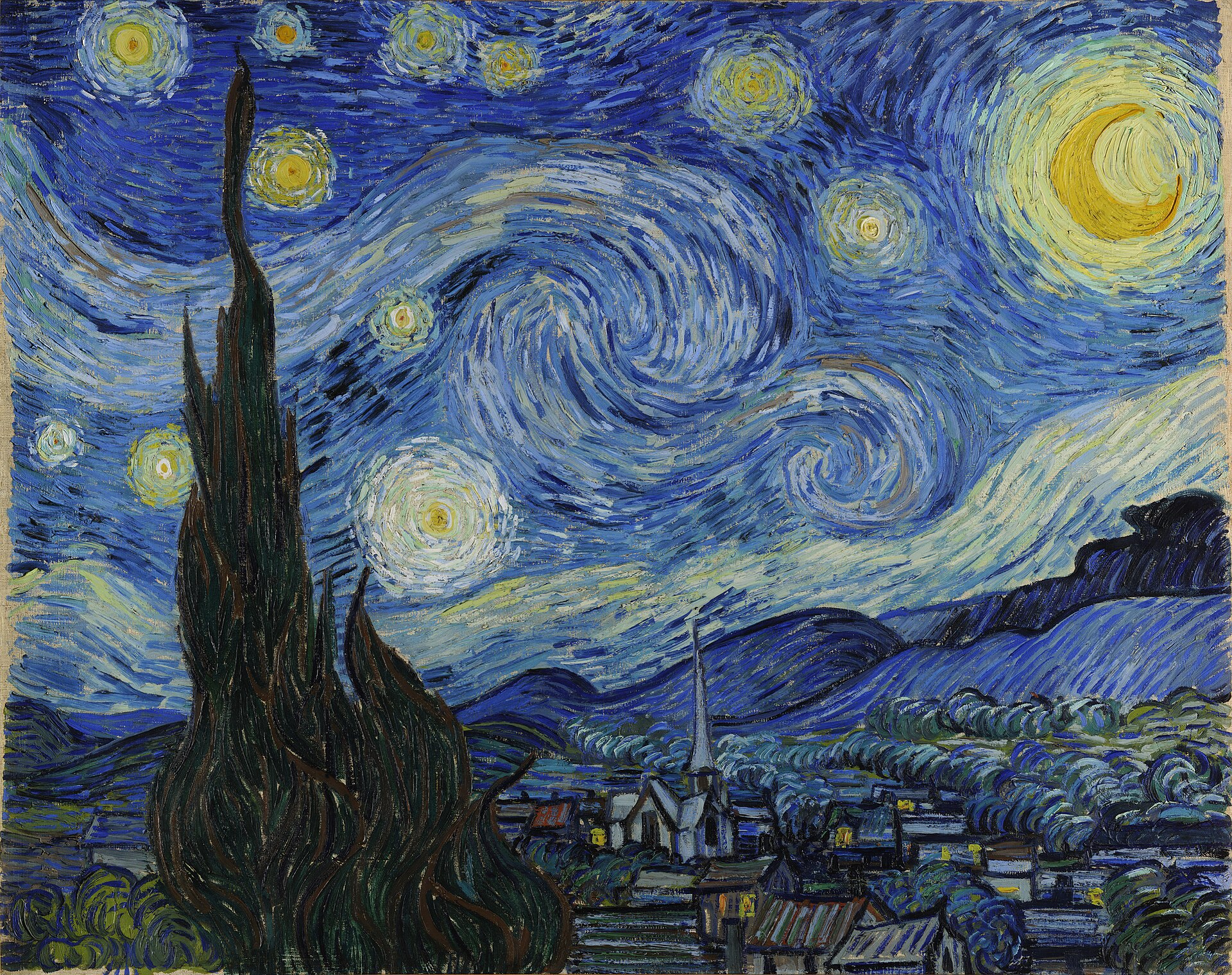 Imagem de referência de A Noite Estrelada, descrito nos dados abertos como pintura de Vincent van Gogh de 1889