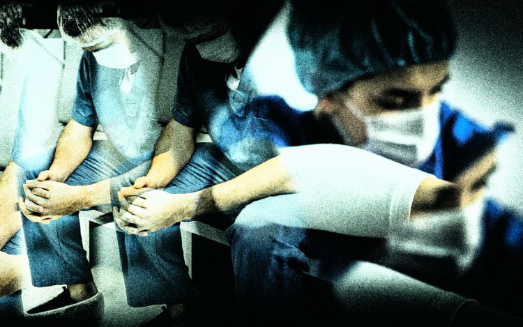 Stylised composite of health workers