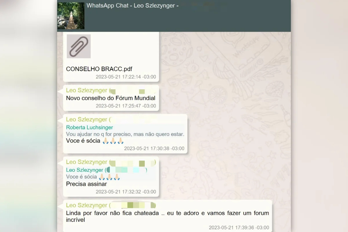 Troca de mensagens de Roberta Luchsinger