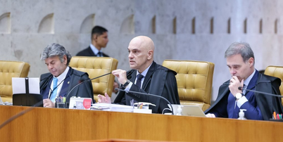 Na imagem, da esquerda para a direita, os ministros: Luiz Fux, Alexandre de Moraes e Andr&eacute; Mendon&ccedil;a Foto: Antonio Augusto/STF
