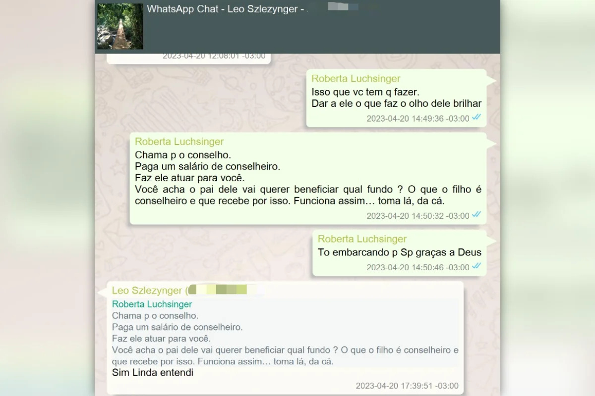 Troca de mensagens de Roberta Luchsinger