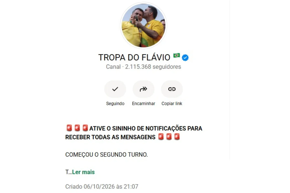Canal de WhatsApp "Tropa do Flávio"