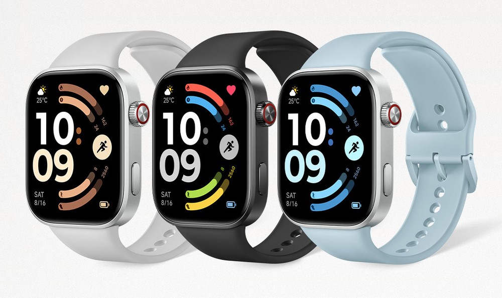 Redmi Watch 6 está disponível em três opções de cores de pulseira, todas em TPU — Foto: Divulgação/Xiaomi